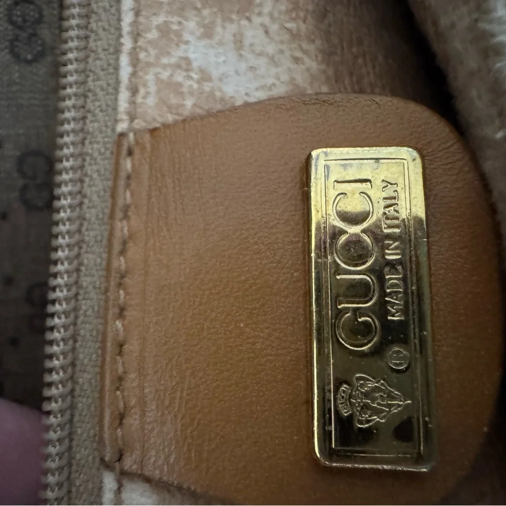 Gucci Micro Logo Tan and Brown Messenger Style Bag